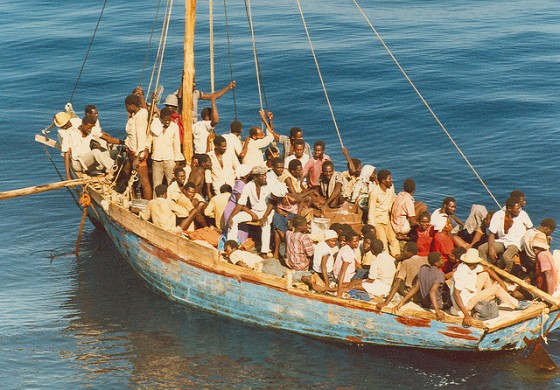 Rescue boat full of people